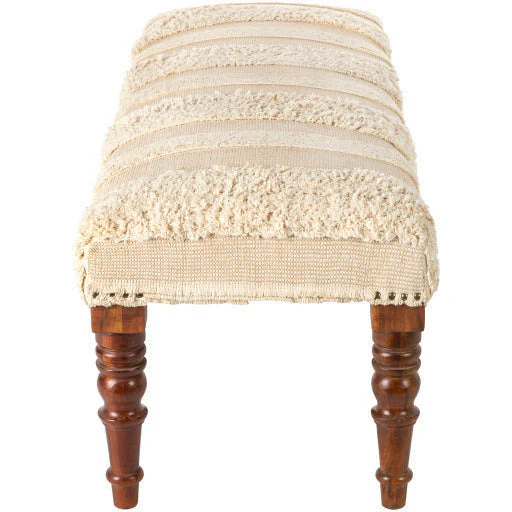 Surya Haarlem Modern Boho Bench With Natural Wood Base HRM-004 - Image 2