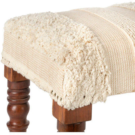 Surya Haarlem Modern Boho Bench With Natural Wood Base HRM-004 - Image 3