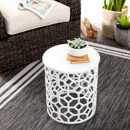 Surya Hale Modern White Metal Round Accent Side Table HALE-100 - Image 3