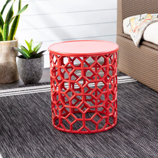Surya Hale Modern Bright Orange Metal Round Accent Side Table HALE-103 - Image 2