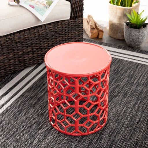 Surya Hale Modern Bright Orange Metal Round Accent Side Table HALE-103 - Image 3