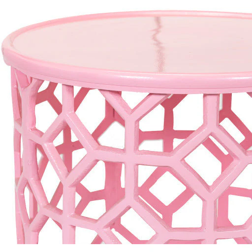 Surya Hale Modern Blush Pink Metal Round Accent Side Table HALE-105 - Image 3