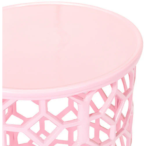 Surya Hale Modern Blush Pink Metal Round Accent Side Table HALE-105 - Image 4