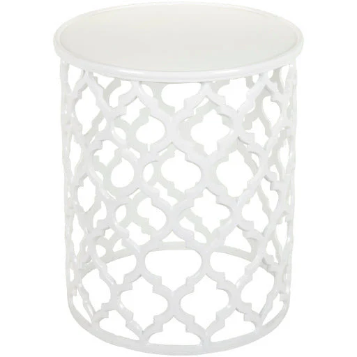 Surya Hammett Modern White Metal Round Accent Side Table HMMT-104 - Image 2
