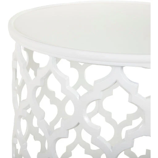 Surya Hammett Modern White Metal Round Accent Side Table HMMT-104 - Image 3