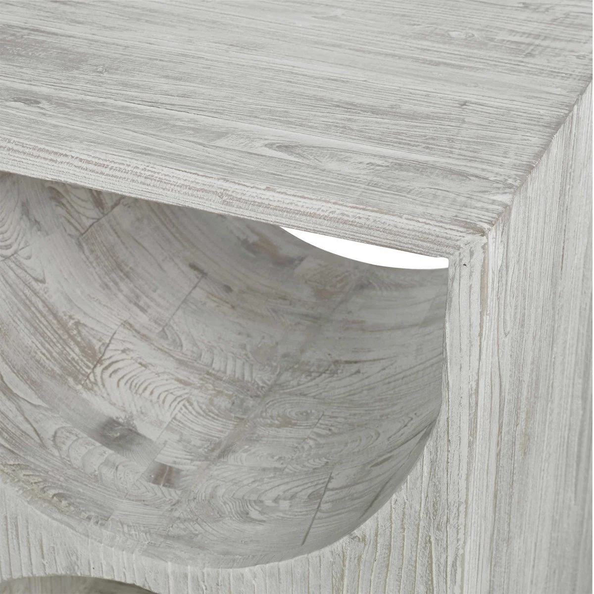 Uttermost Hans Distressed Ivory Fir Wood Scandinavian Style Side Table - Image 4