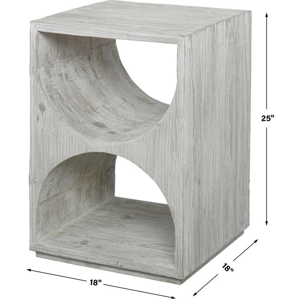 Uttermost Hans Distressed Ivory Fir Wood Scandinavian Style Side Table - Image 5
