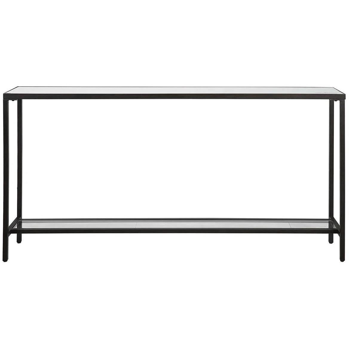 Uttermost Hayley Mirrored Top With Rustic Black Steel Modern Narrow Console Table - Image 3