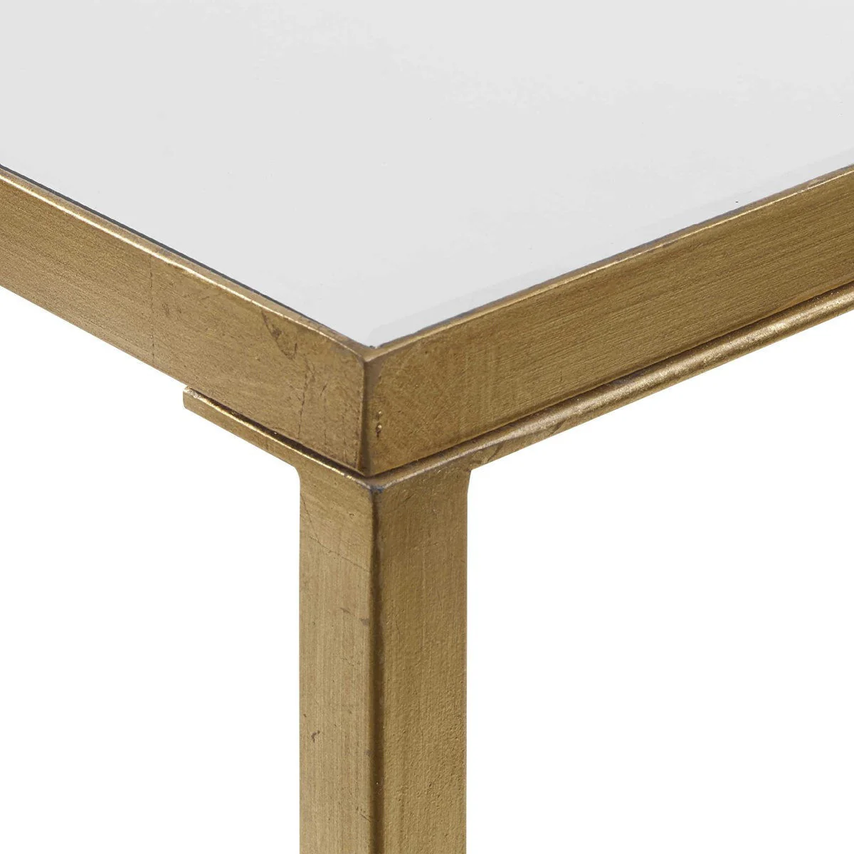 Uttermost Hayley Mirrored Top With Antiqued Gold Iron Modern Narrow Console Table - Image 7