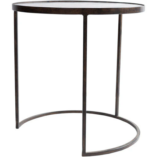 Surya Hearthstone Modern Gray Stone Top With Black Metal Base Set of 2 Nesting Accent Side Tables HTS-002 - Image 6