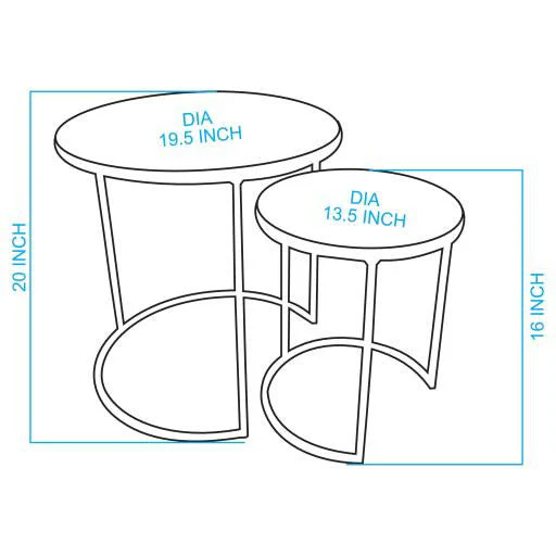Surya Hearthstone Modern Marble Top With Gold Metal Base Set of 2 Nesting Accent Side Tables HTS-007 - Image 5