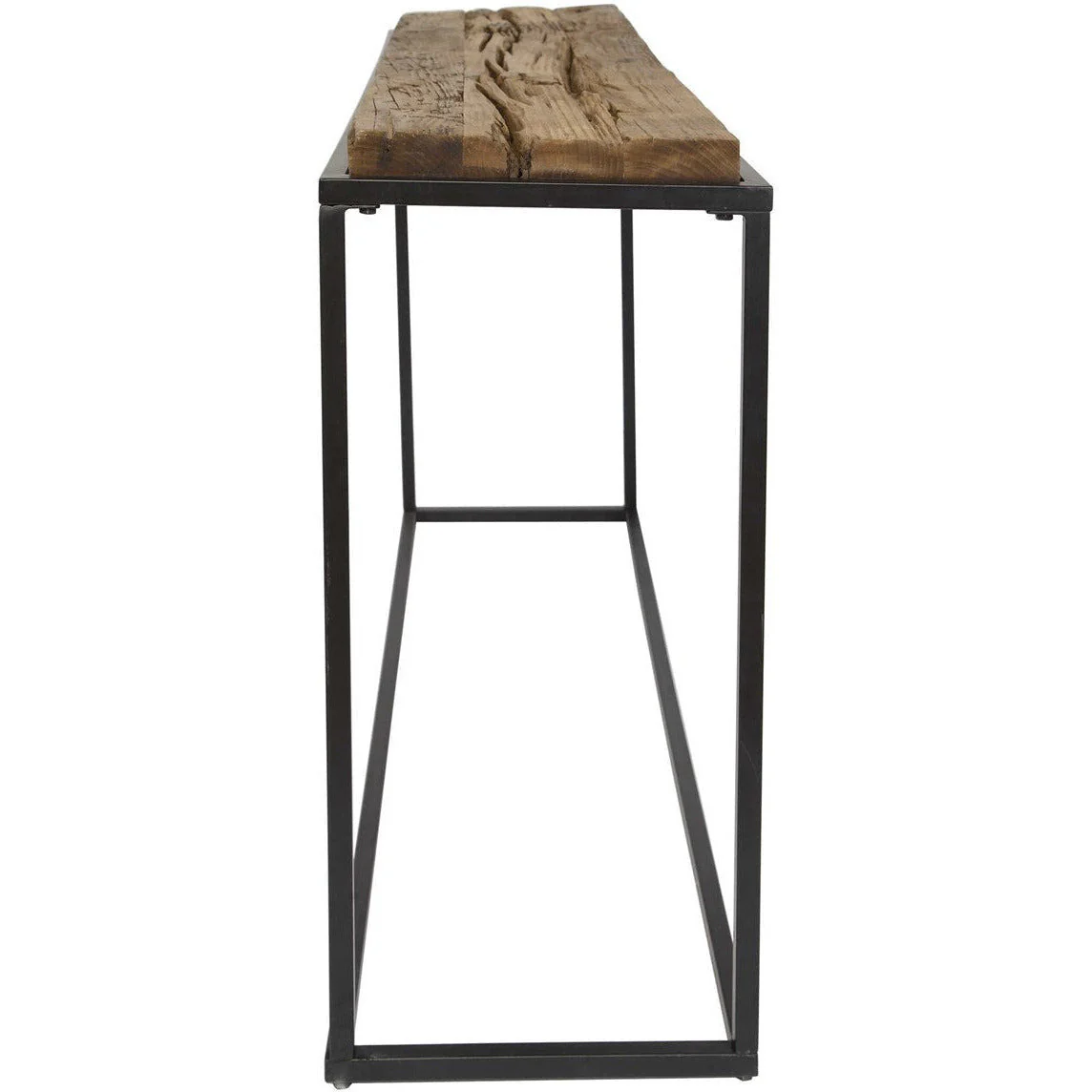 Uttermost Holston Natural Reclaimed Wood Top With Black Iron Rustic Modern Console Table - Image 4