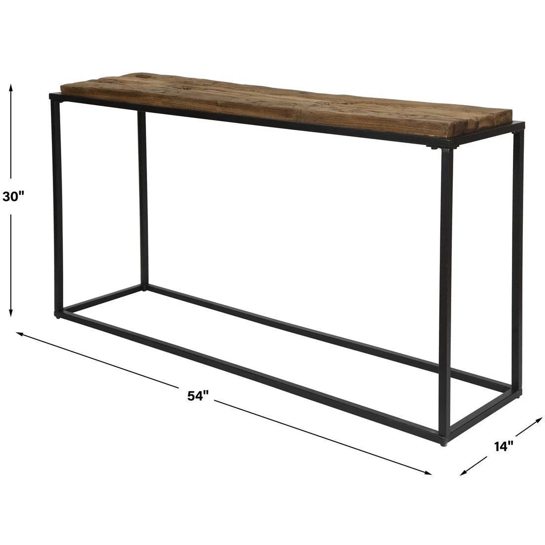 Uttermost Holston Natural Reclaimed Wood Top With Black Iron Rustic Modern Console Table - Image 7