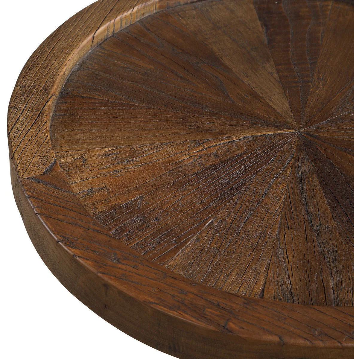Uttermost Horton Natural Recycled Elm Top With Aged Iron Rustic Modern Round Accent Table - Image 4
