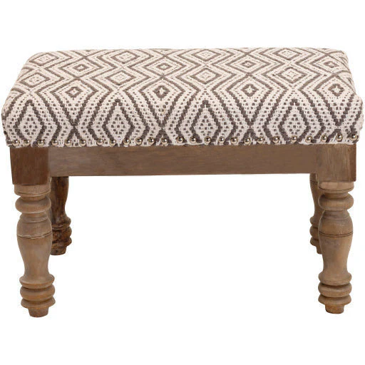 Surya Innisswell Modern Rustic Ivory & Charcoal Footstool Ottoman INI-001 - Image 2