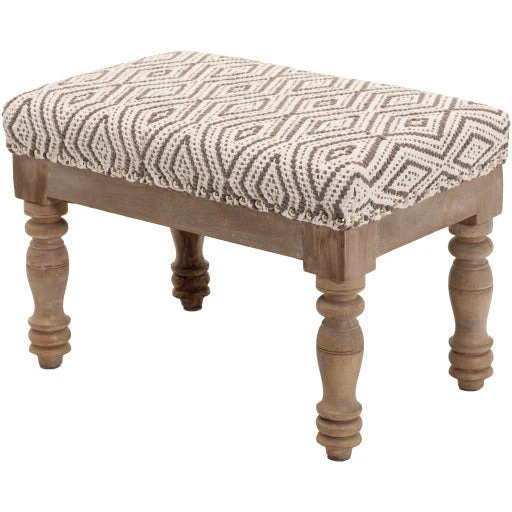 Surya Innisswell Modern Rustic Ivory & Charcoal Footstool Ottoman INI-001 - Image 4