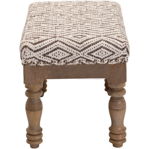 Surya Innisswell Modern Rustic Ivory & Charcoal Footstool Ottoman INI-001 - Image 7