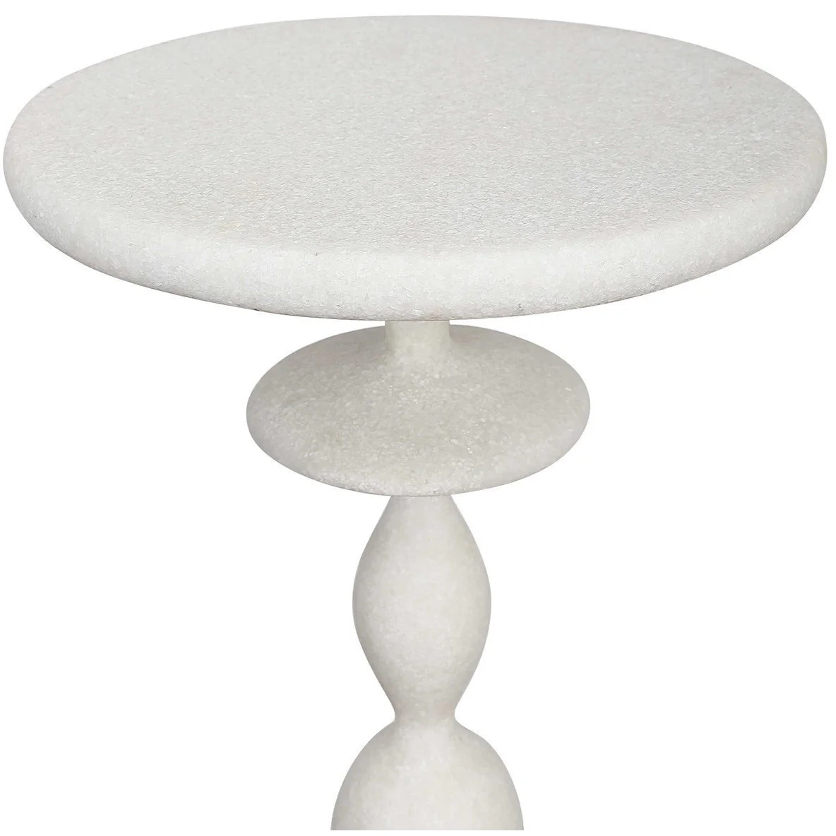 Uttermost Inverse White Stone With Black Marble Modern Round Drink Table - Image 3