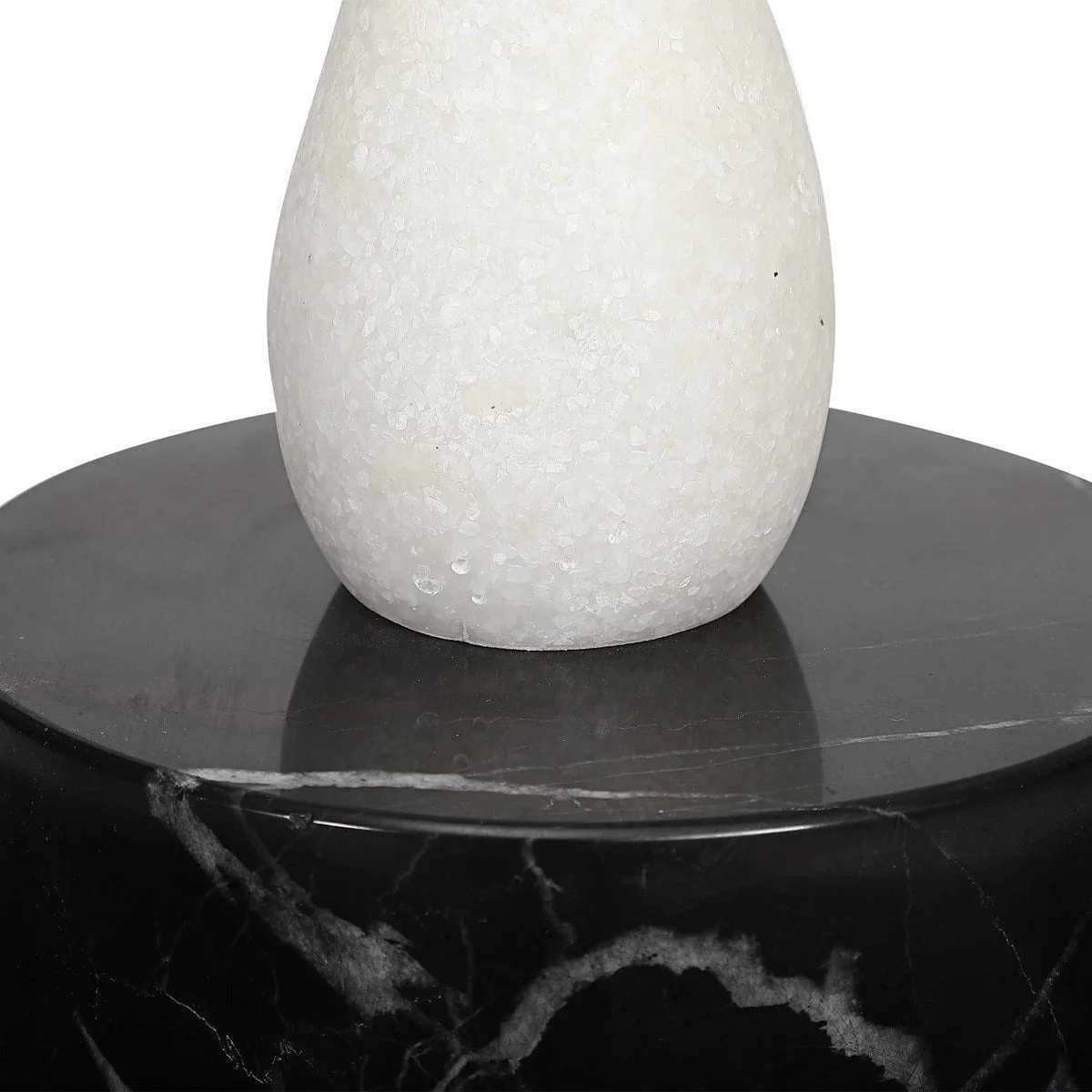 Uttermost Inverse White Stone With Black Marble Modern Round Drink Table - Image 4