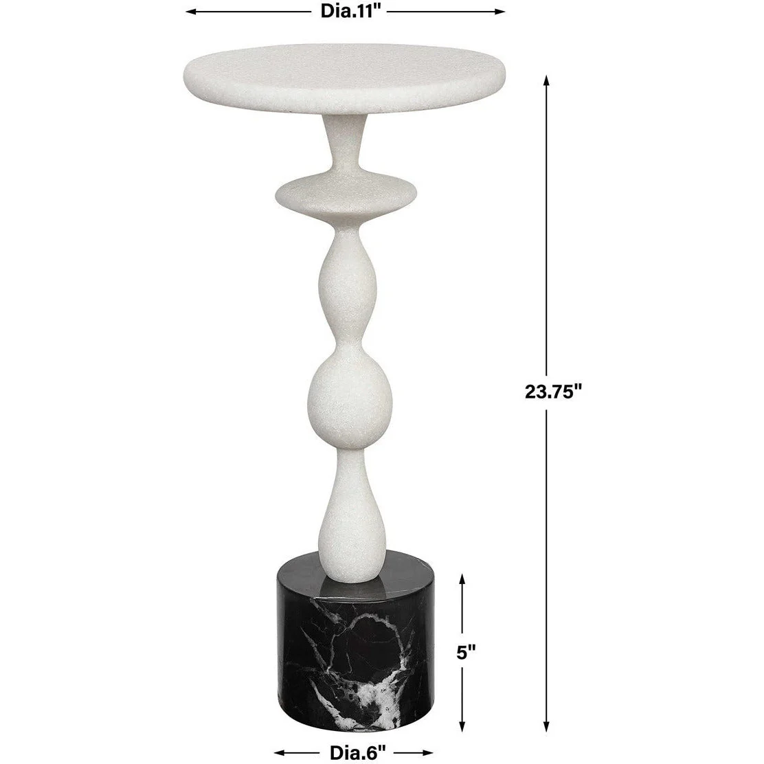 Uttermost Inverse White Stone With Black Marble Modern Round Drink Table - Image 5