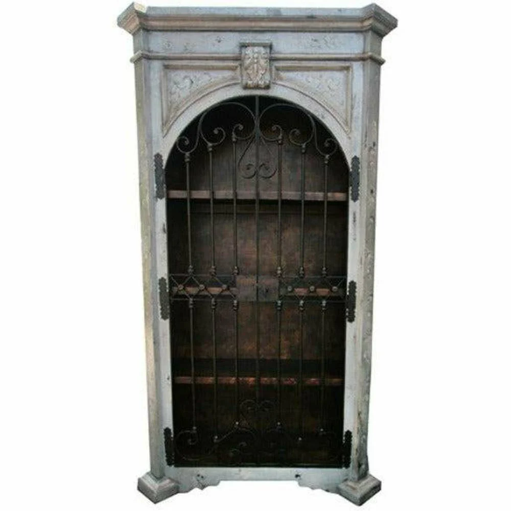 Casa Bonita Peruvian Hand-Painted Carved Wood and Hand Forged Iron Villa Roma Armoire