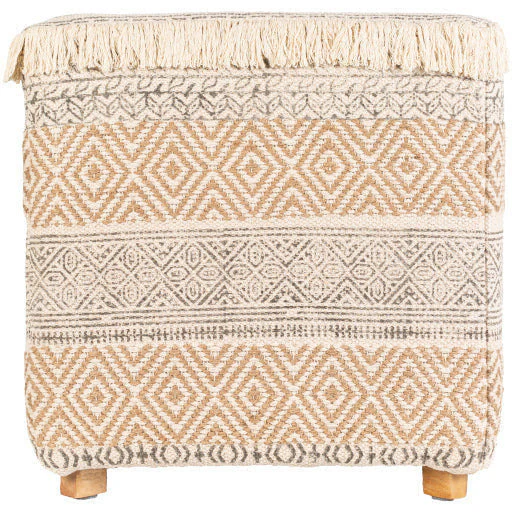 Surya Isaiah Modern Boho Cream, Tan & Charcoal Jute Pouf Ottoman IIH-001 - Image 7