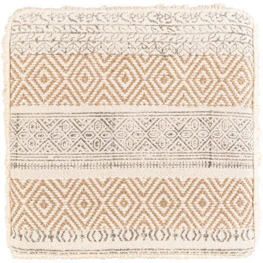 Surya Isaiah Modern Boho Cream, Tan & Charcoal Jute Pouf Ottoman IIH-001 - Image 8