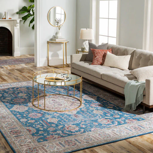 Surya Ivan Modern Marble Top With Metallic Brass Metal Base Round Accent Side Table IVA-001 - Image 3