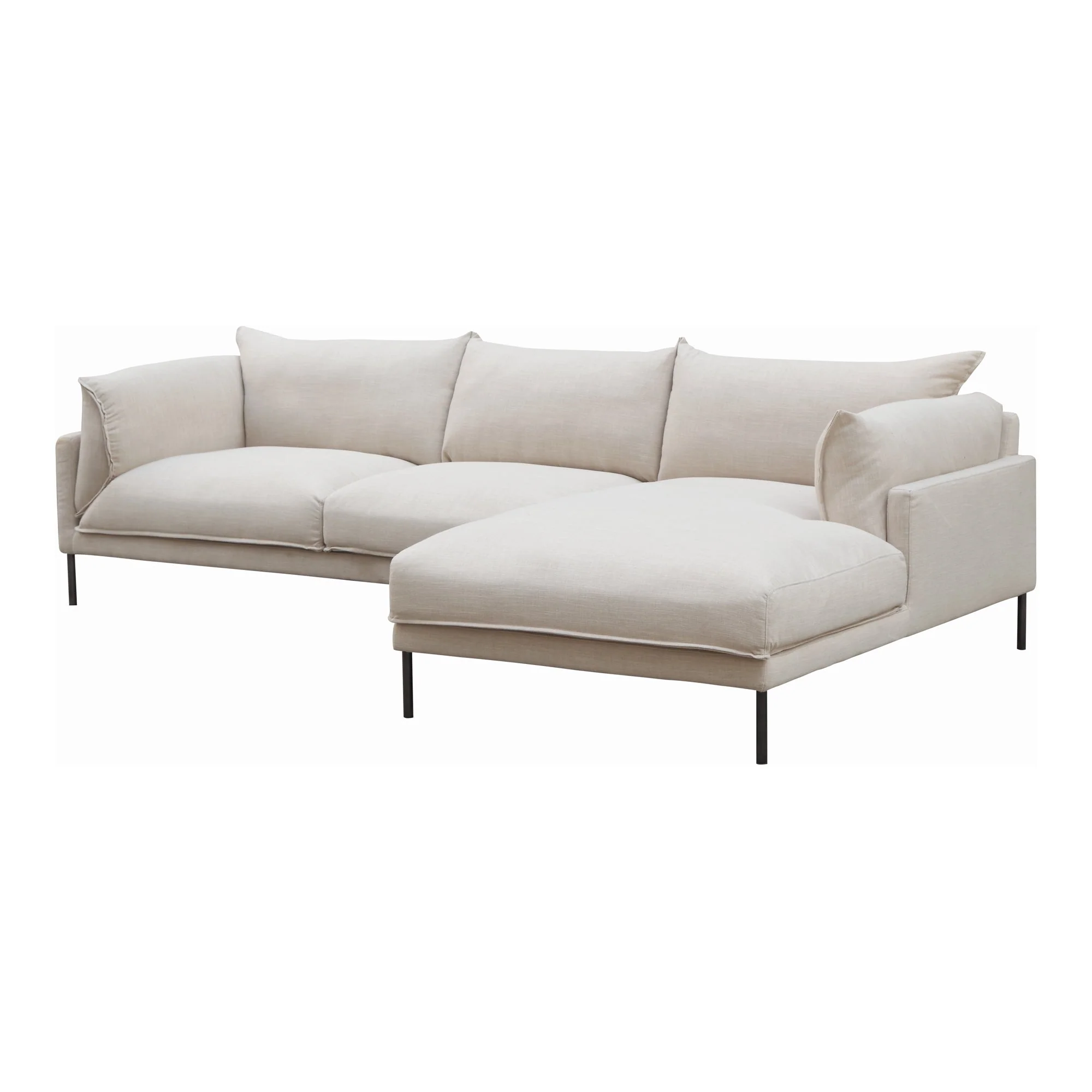 Moe's Home Collection Jamara Sandy Beige Right-Facing Sectional - Image 5
