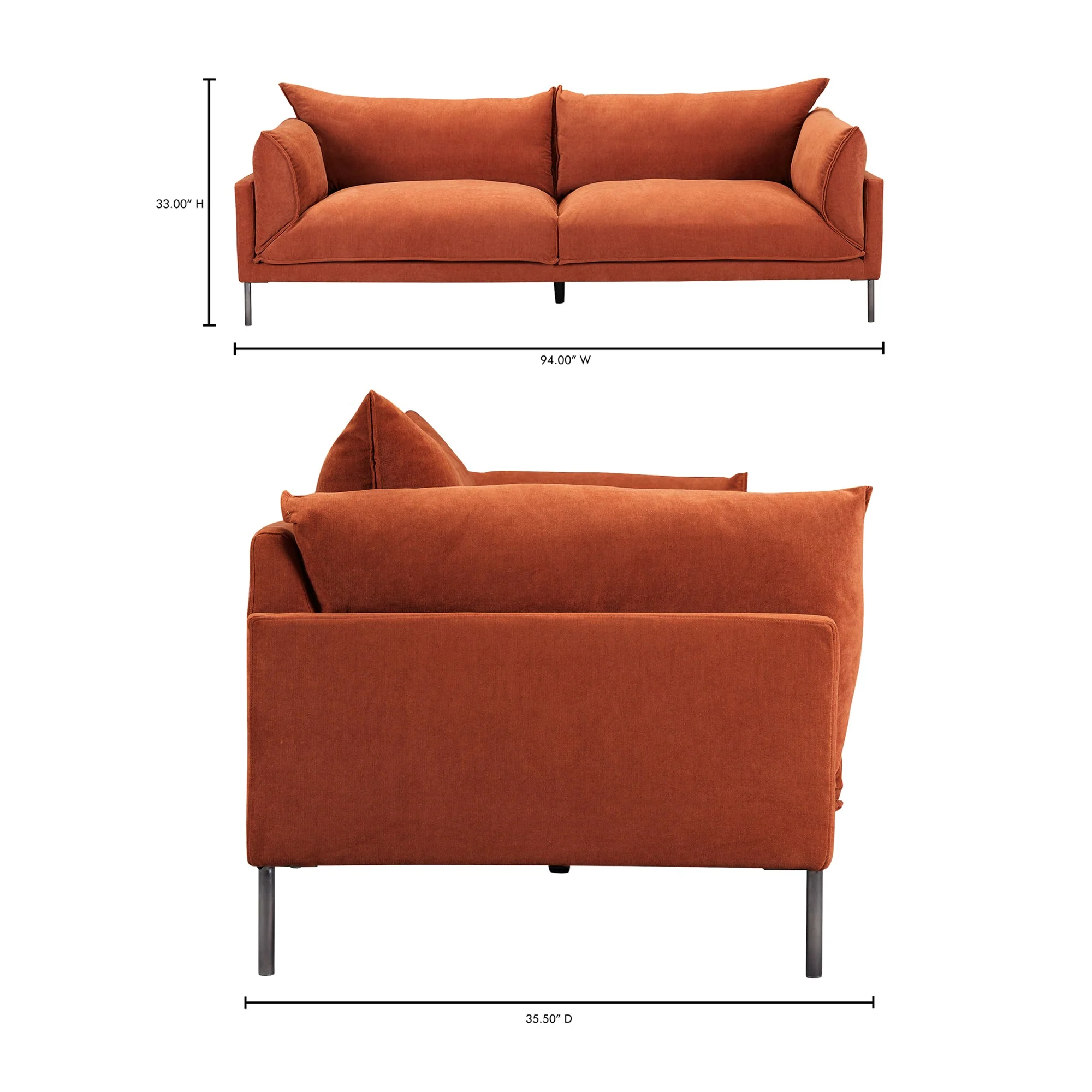 Moe's Home Collection Jamara Burnt Auburn Sofa Burnt Auburn - Image 7