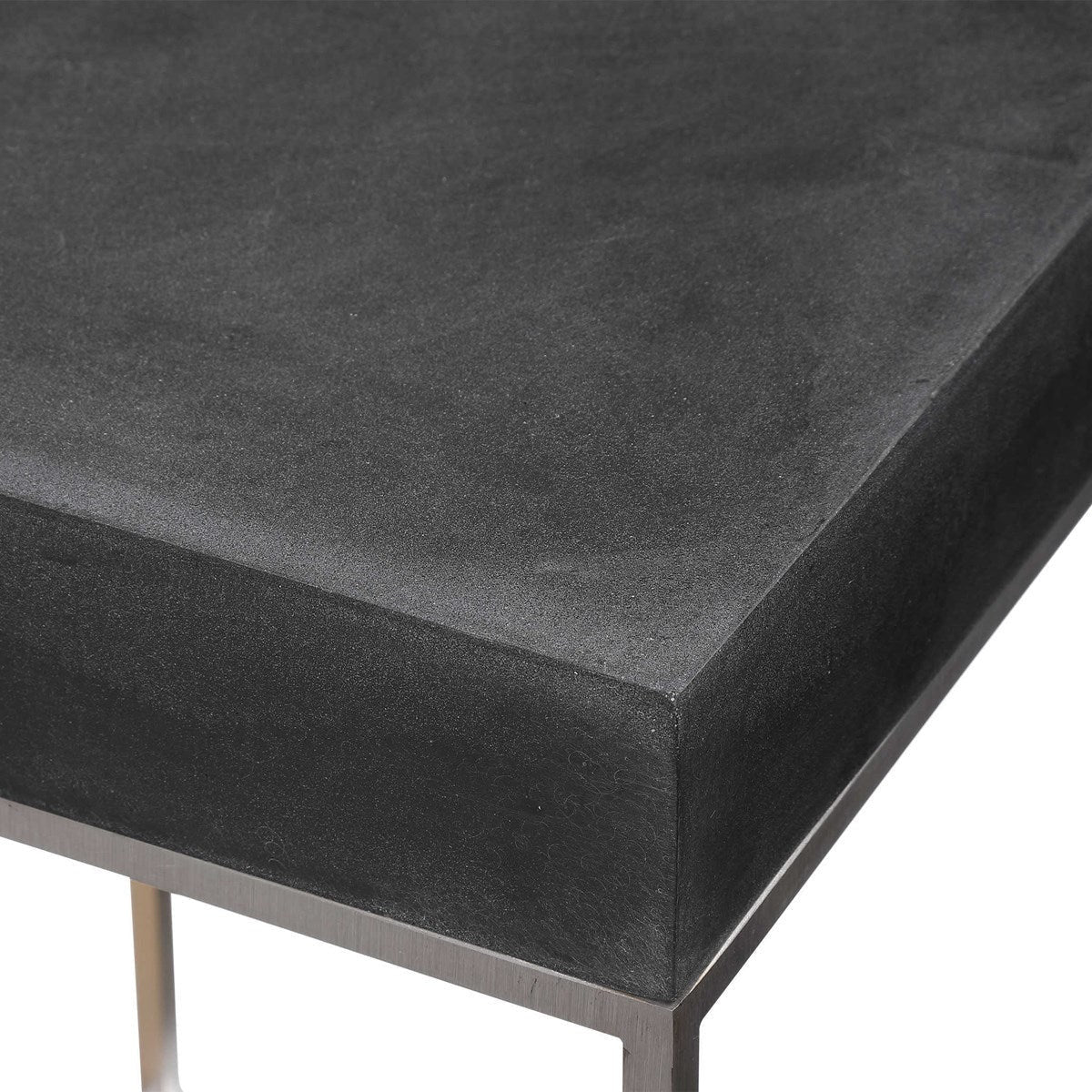 Uttermost Jase Black Concrete Top With Brushed Nickel Modern Accent Table - Image 5