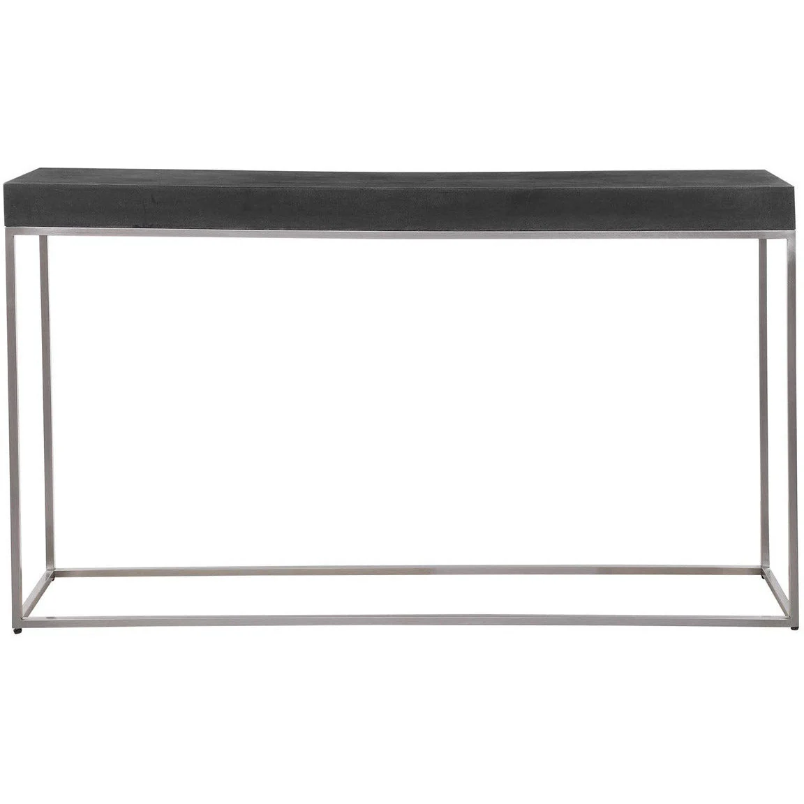 Uttermost Jase Black Concrete Top With Brushed Nickel Stainless Steel Modern Console Table - Image 2
