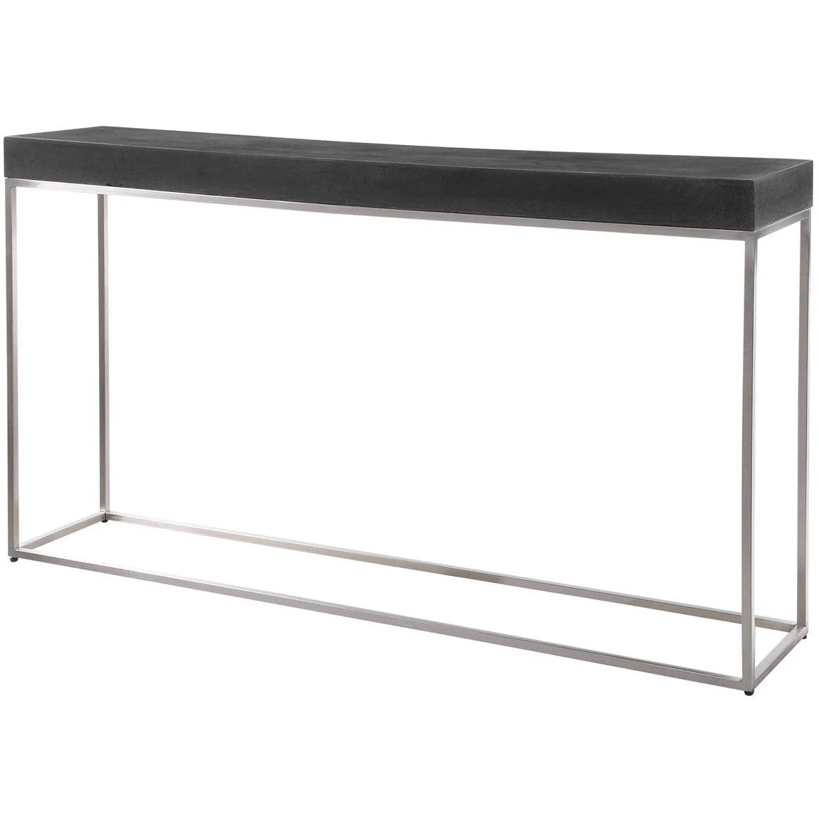 Uttermost Jase Black Concrete Top With Brushed Nickel Stainless Steel Modern Console Table - Image 3
