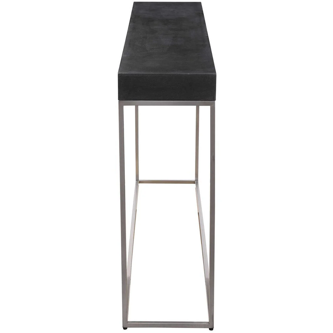 Uttermost Jase Black Concrete Top With Brushed Nickel Stainless Steel Modern Console Table - Image 4