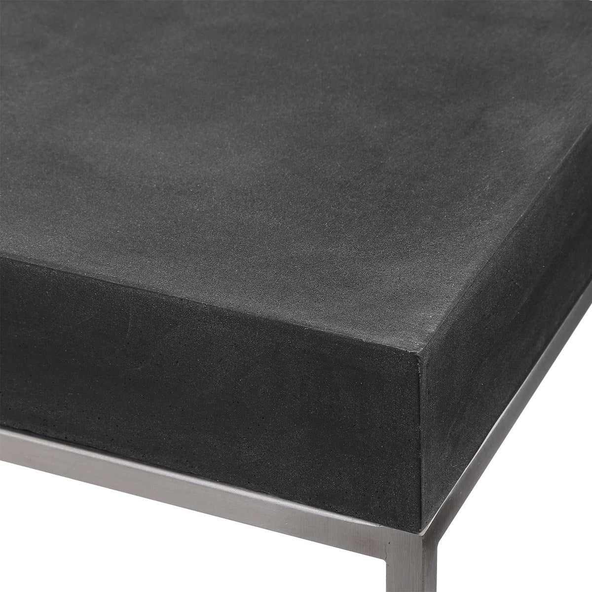 Uttermost Jase Black Concrete Top With Brushed Nickel Stainless Steel Modern Console Table - Image 5