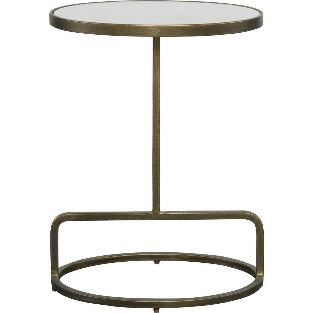 Uttermost Jessenia White Marble Top With Antiqued Gold Iron Modern Accent Table - Image 2