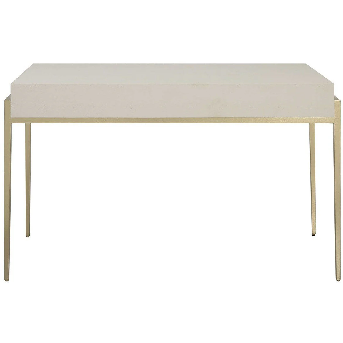 Uttermost Jewel White Faux Shagreen Top With Gold Leaf Iron Writing Desk - Image 7
