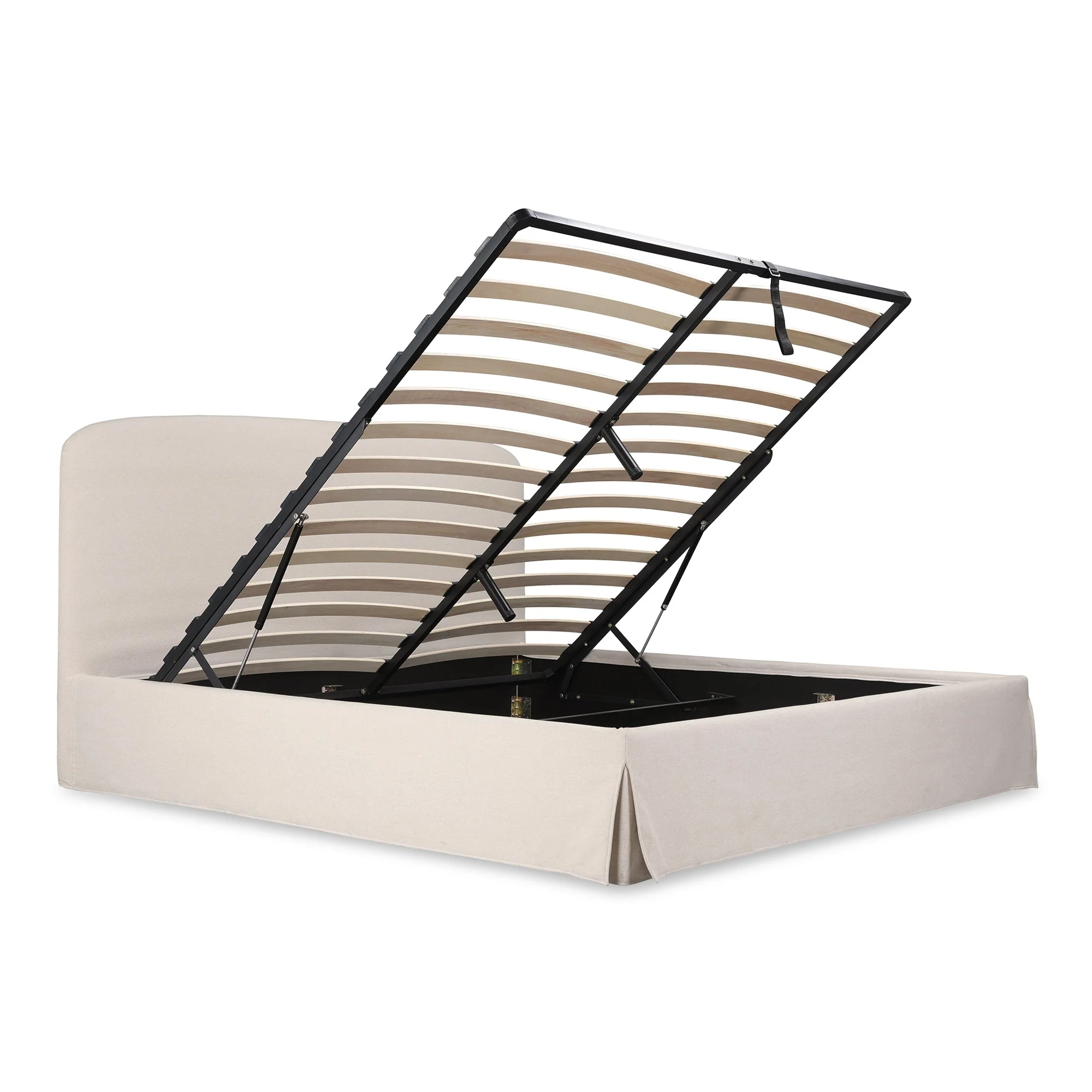 Moe's Home Collection Joan Cream Upholstered Queen Bed With Storage - Image 11
