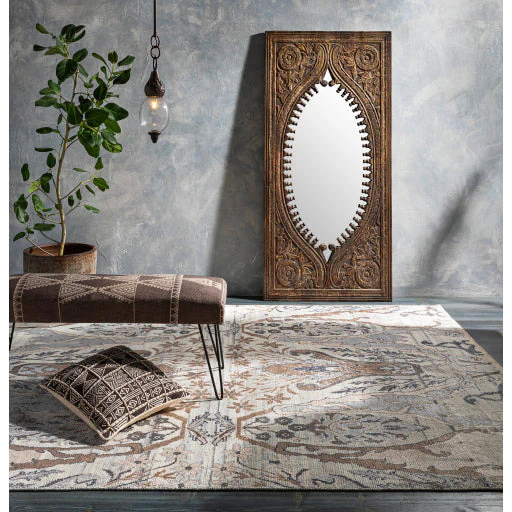 Surya Wall Decor & Mirrors Jodhpur Modern Large Wall Mirror Natural Carved Wood Finish JOD-002 - Image 3
