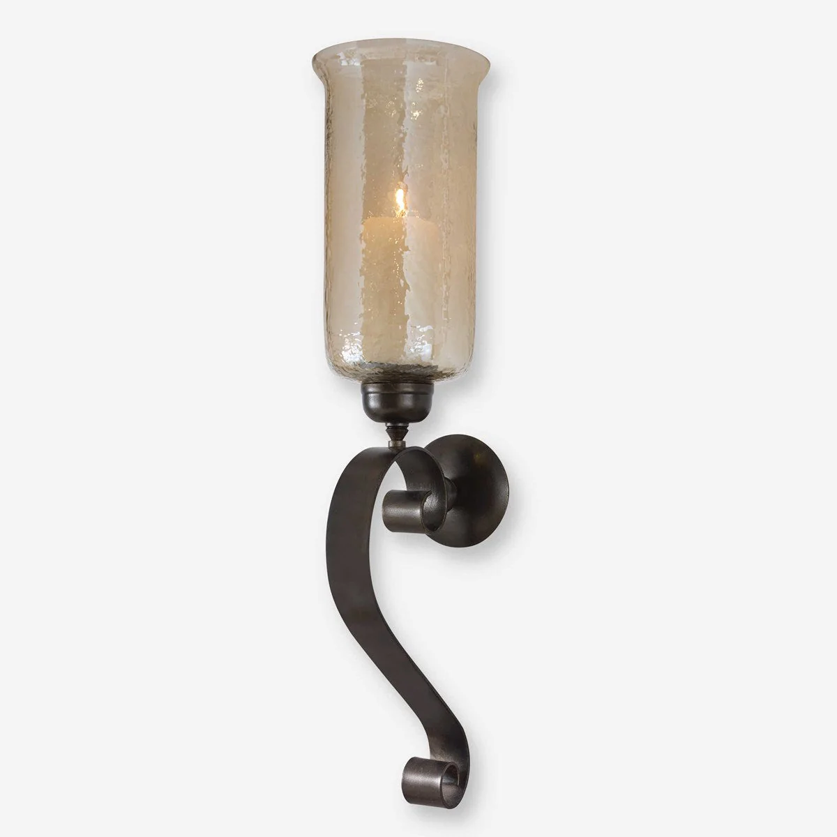 Uttermost Joselyn Antique Bronze with Amber Glass Candle Sconce - Image 3