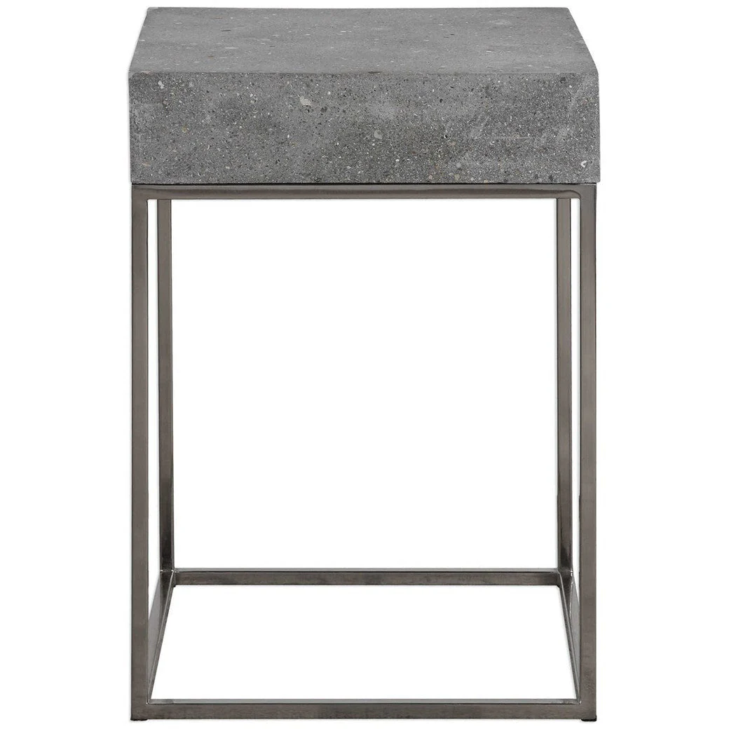 Uttermost Jude Concrete Top With Stainless Steel Base Modern Accent Table