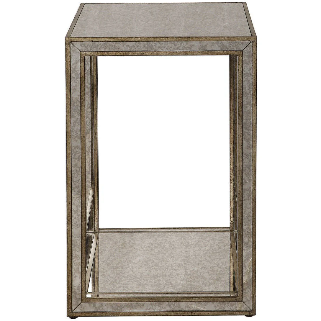 Uttermost Julie Antiqued Mirror With Burnished Antique Gold Birch Wood End Table - Image 5