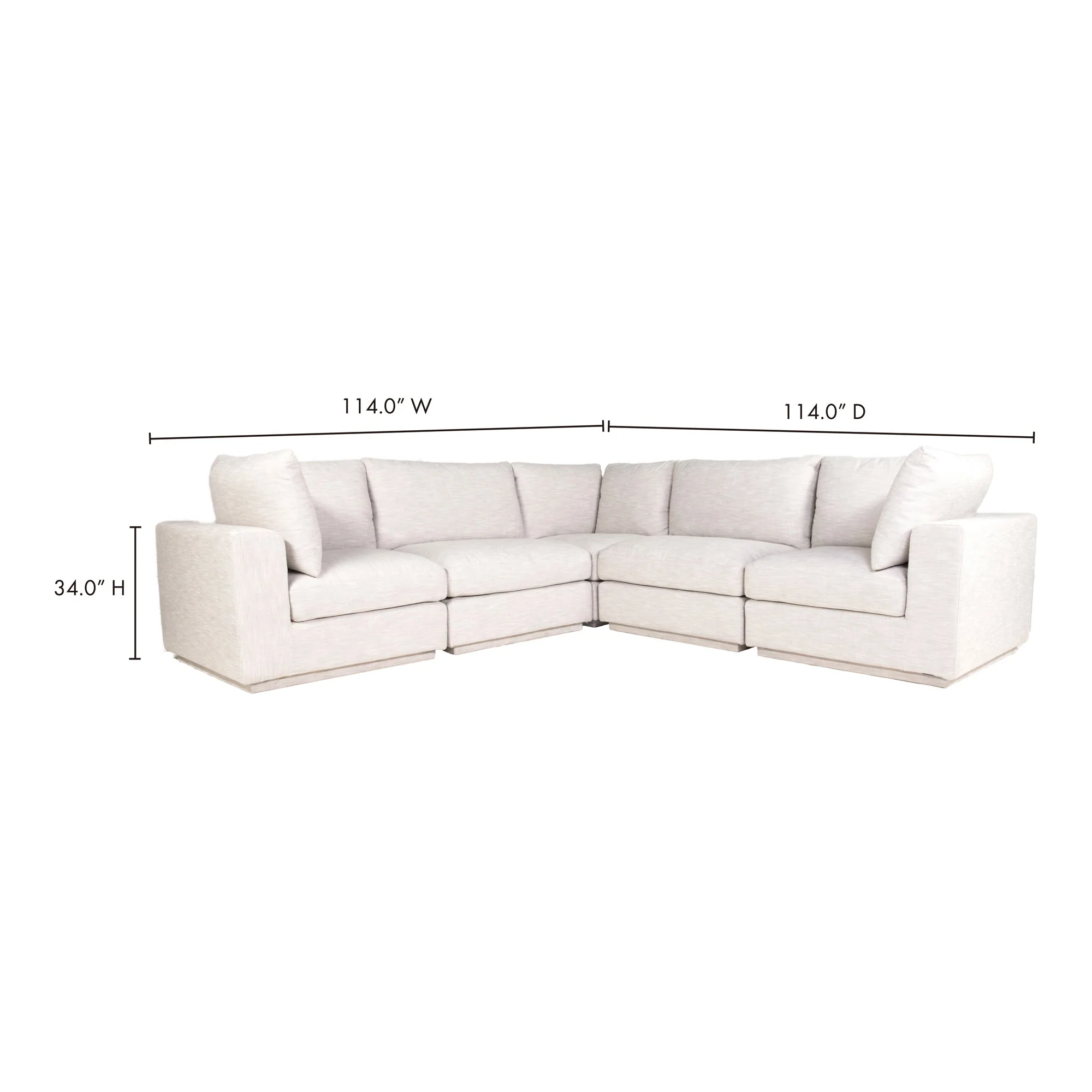 Moe's Home Collection Justin Taupe Classic L-Shaped Modular Sectional - Image 5