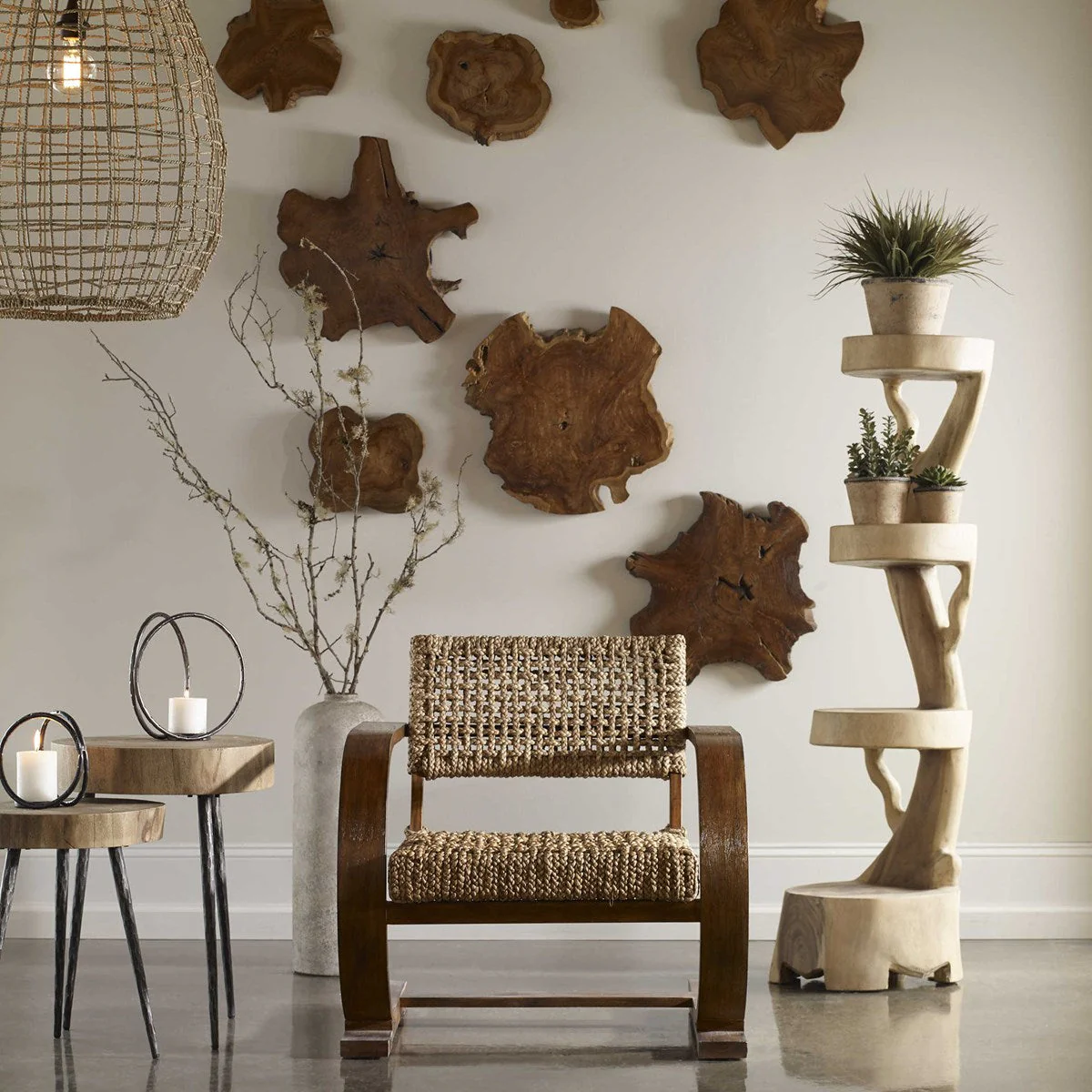 Uttermost Kalani Set of 3 Teak Wood Wall Decor