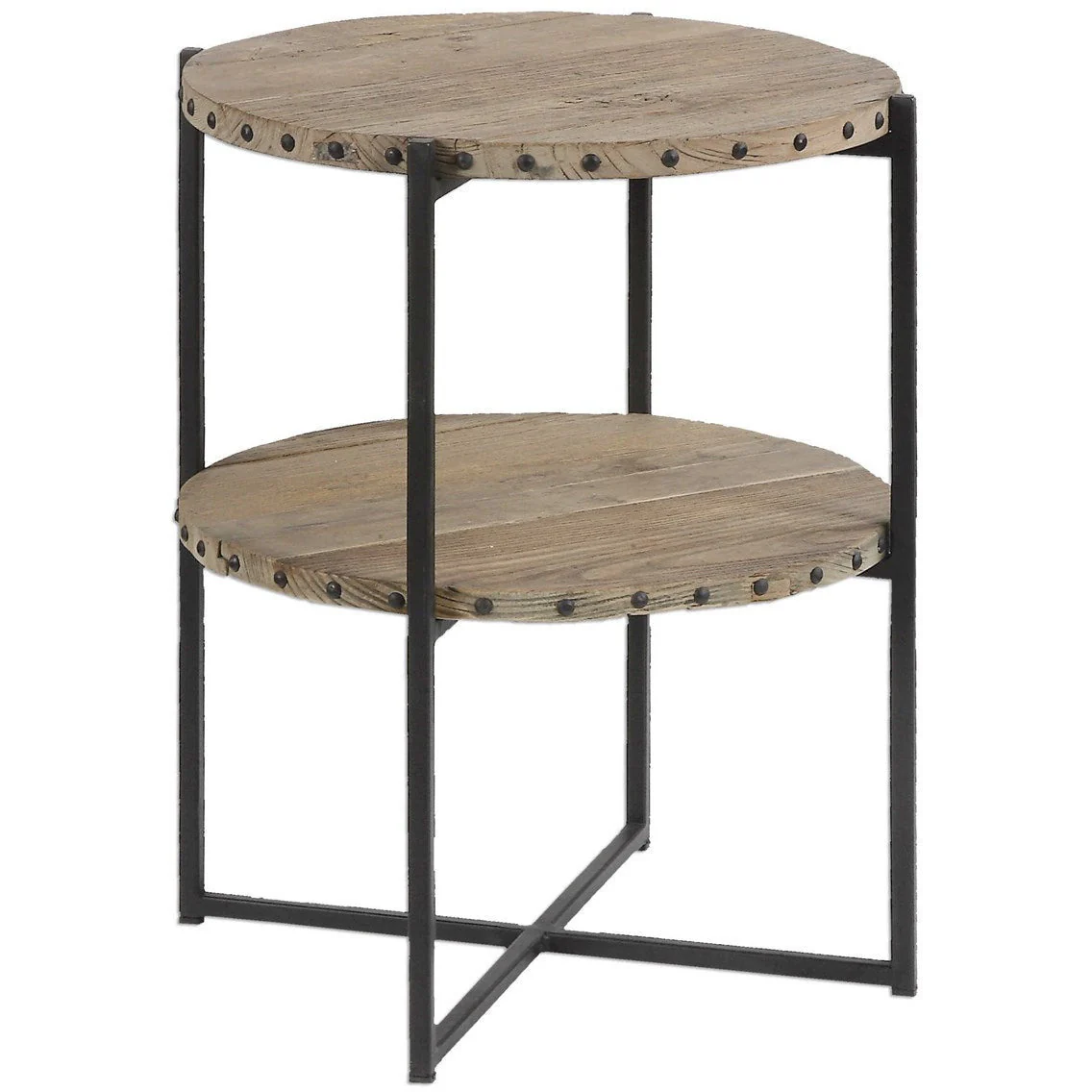 Uttermost Kamau Recycled Elm Wood With Black Iron Rustic Modern Accent Table - Image 4