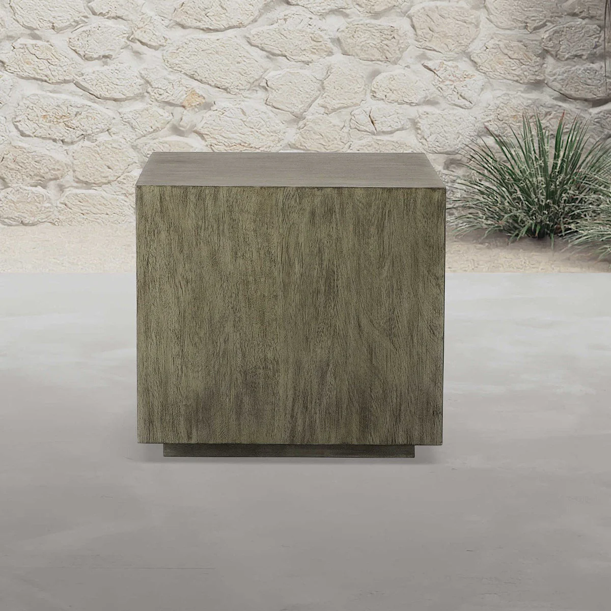 Uttermost Kareem Metallic Gray Floating Pedestal Low Profile Modern Side Table - Image 2