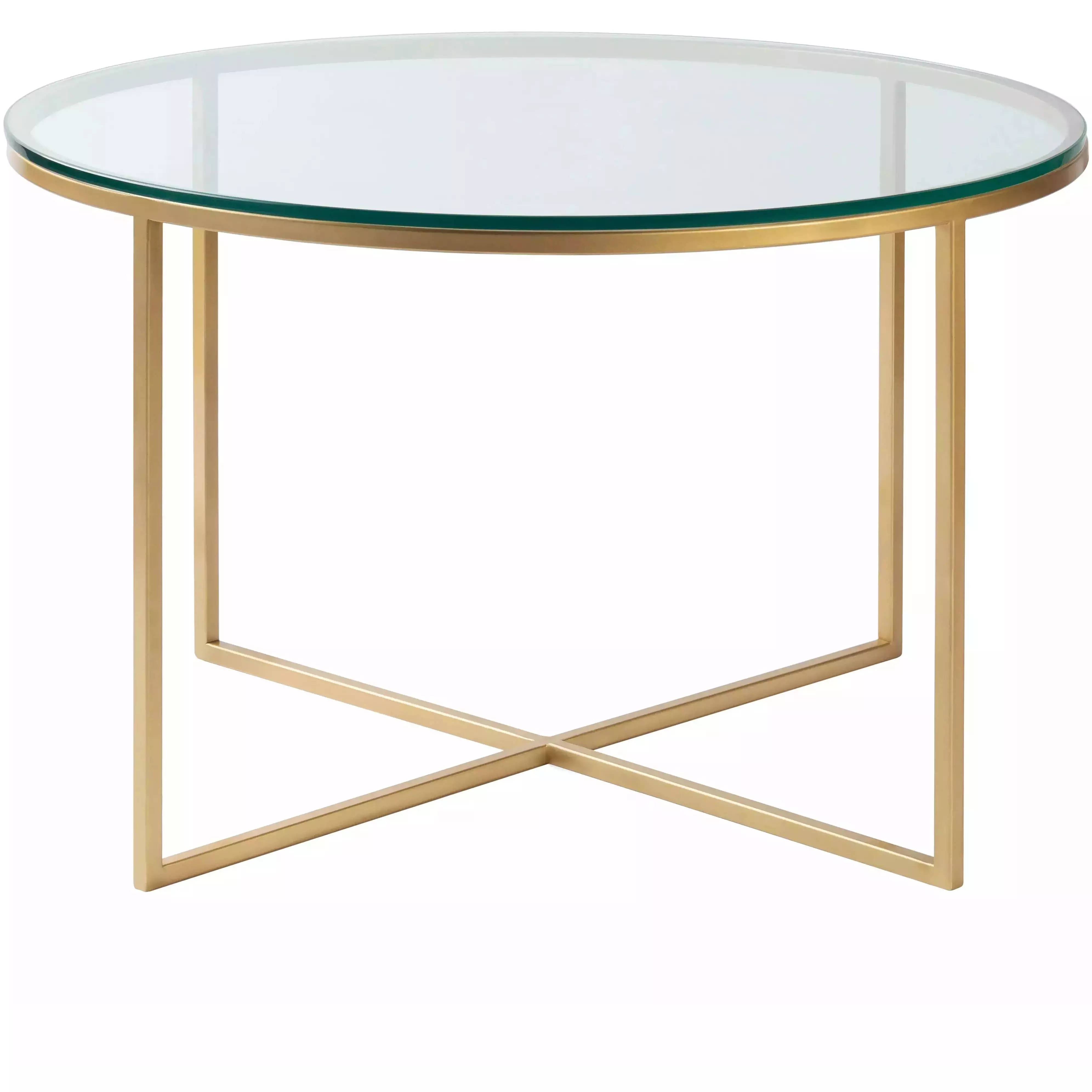 Surya Karen Modern Glass Top With Gold Metal Base Round Coffee Table KRE-001 - Image 3