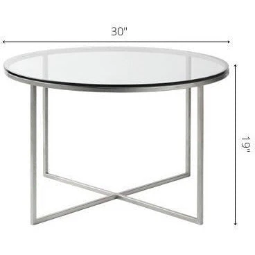 Surya Karen Modern Glass Top With Gold Metal Base Round Coffee Table KRE-001 - Image 6