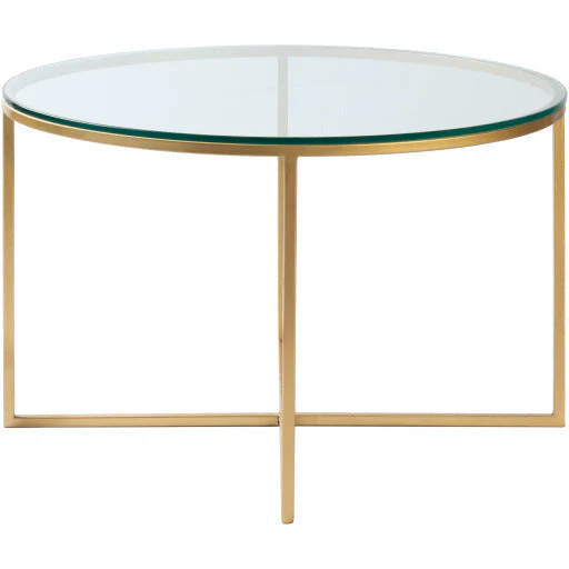 Surya Karen Modern Glass Top With Gold Metal Base Round Coffee Table KRE-001 - Image 7