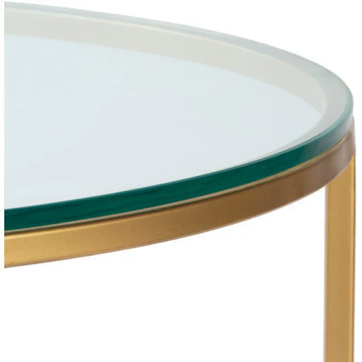 Surya Karen Modern Glass Top With Gold Metal Base Round Coffee Table KRE-001 - Image 8